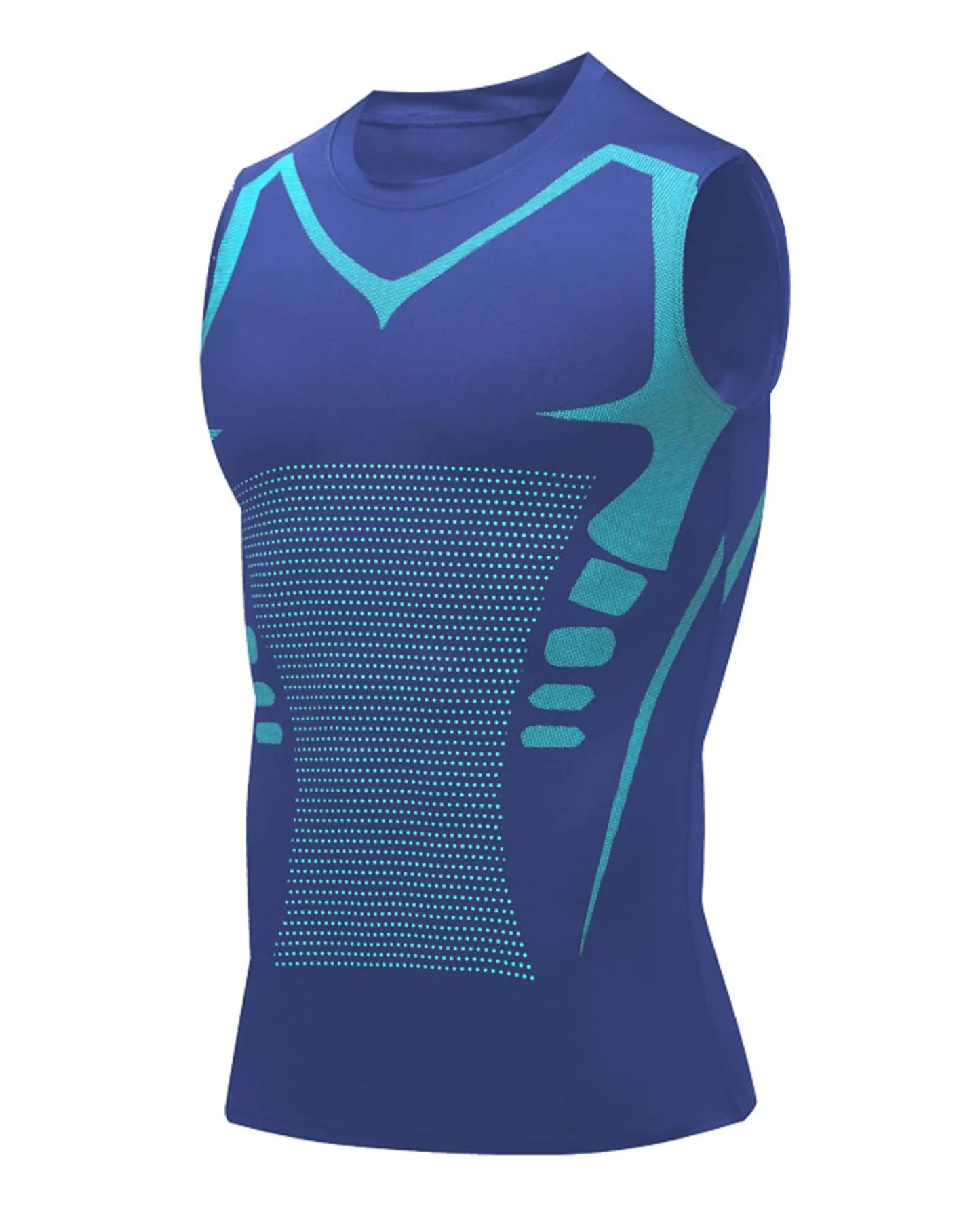 XINGCOOL Compression Shirt Men Slimming Body Shaper Vest Crewneck Workout Shirts Tummy Control Undershirts Blue